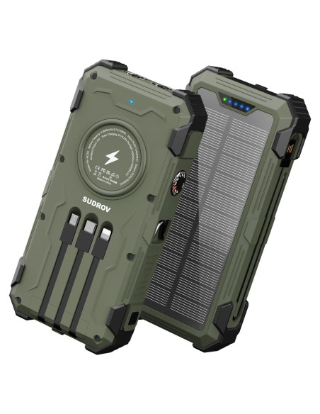 Banco de Energía Solar 42800mAh Cargador Inalámbrico 15W