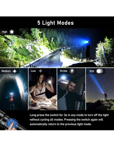 Linterna LED Recargable Blukar K9138 Impermeable 5 Modos