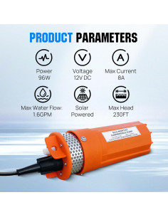 Kit de Bomba de Pozo Solar ECO-WORTHY 100W 12V para Irrigación 2