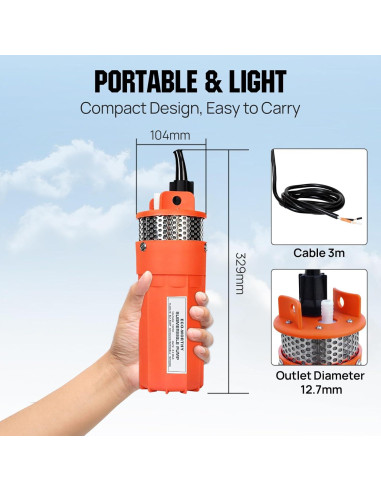 Kit de Bomba de Pozo Solar ECO-WORTHY 100W 12V para Irrigación