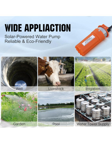 Kit de Bomba de Pozo Solar ECO-WORTHY 100W 12V para Irrigación