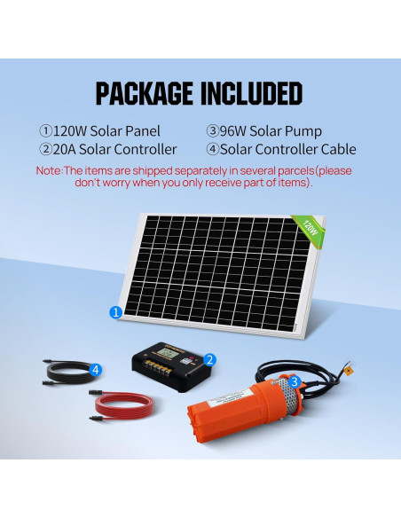 Kit de Bomba de Pozo Solar ECO-WORTHY 100W 12V para Irrigación