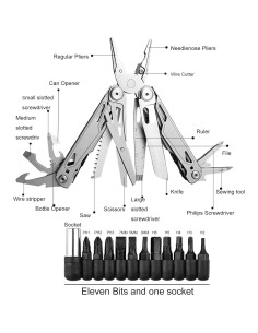 Multiherramienta 27-en-1 Genérica Acero Inoxidable Plata 2
