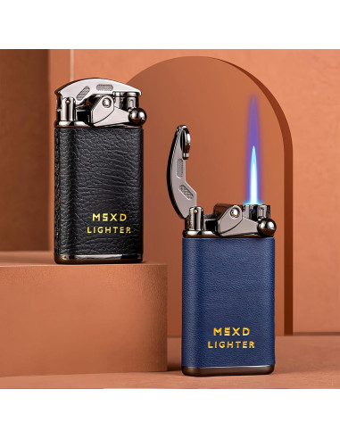 Encendedor de Butano NINSI Retro Azul, Recargable y a Prueba de Viento