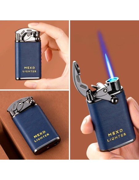 Encendedor de Butano NINSI Retro Azul, Recargable y a Prueba de Viento