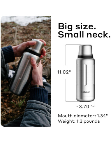 Botella de Agua Aislada Bobber 34 oz Acero Inoxidable Mate