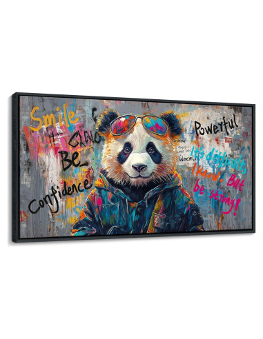 Arte de Pared Lienzo Enmarcado JEAWA Panda Graffiti 101.6x50.8cm