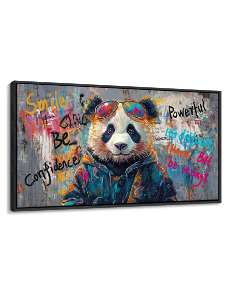 Arte de Pared Lienzo Enmarcado JEAWA Panda Graffiti 101.6x50.8cm