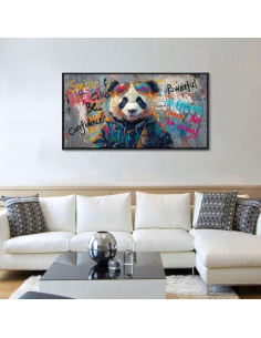 Arte de Pared Lienzo Enmarcado JEAWA Panda Graffiti 101.6x50.8cm 2