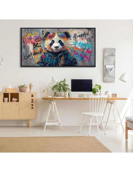Arte de Pared Lienzo Enmarcado JEAWA Panda Graffiti 101.6x50.8cm