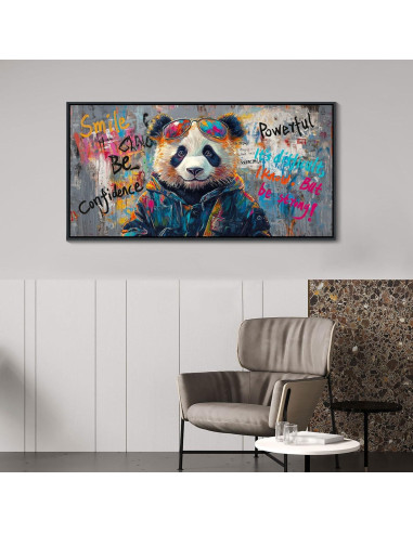 Arte de Pared Lienzo Enmarcado JEAWA Panda Graffiti 101.6x50.8cm