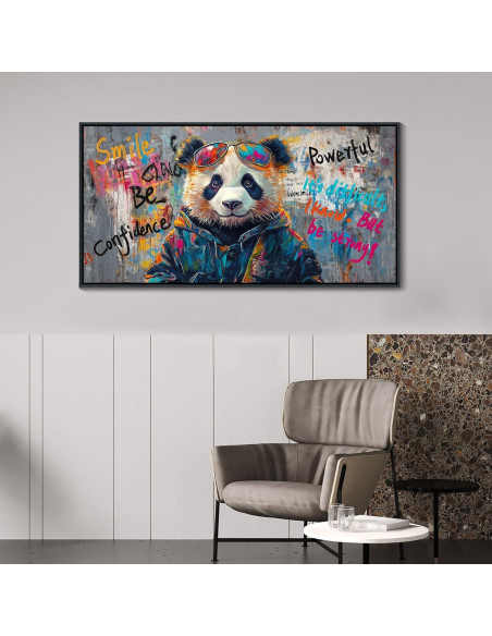 Arte de Pared Lienzo Enmarcado JEAWA Panda Graffiti 101.6x50.8cm