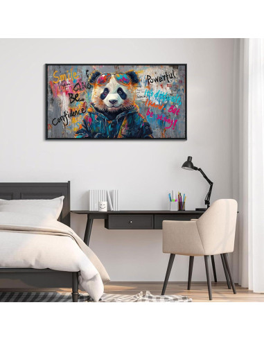 Arte de Pared Lienzo Enmarcado JEAWA Panda Graffiti 101.6x50.8cm