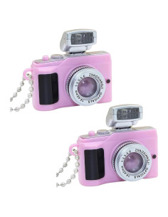 2 Pcs Llavero Mini Cámara Rosa con Linterna y Sonido
