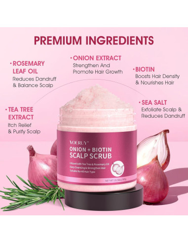 Exfoliante y Tratamiento Cuero Cabelludo Cebolla y Romero 300g + 120ml
