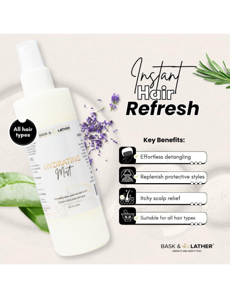 Mist Hidratante para Cabello Bask & Lather 227 ml - Acondicionador Sin Enjuague