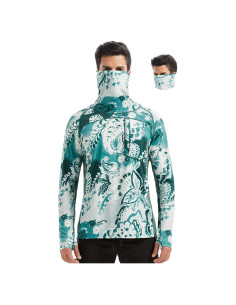 Camisa con Capucha Solar UPF 50+ para Hombre PIQIDIG 3XL Verde