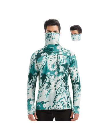 Camisa con Capucha Solar UPF 50+ para Hombre PIQIDIG 3XL Verde