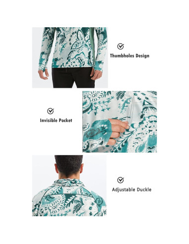 Camisa con Capucha Solar UPF 50+ para Hombre PIQIDIG 3XL Verde