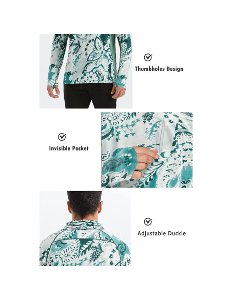 Camisa con Capucha Solar UPF 50+ para Hombre PIQIDIG 3XL Verde