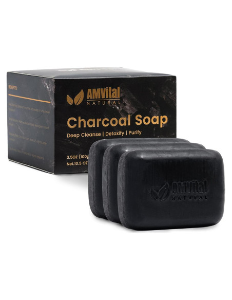 Conjunto de Jabones de Carbón Natural AMVital - 3 Piezas Veganas