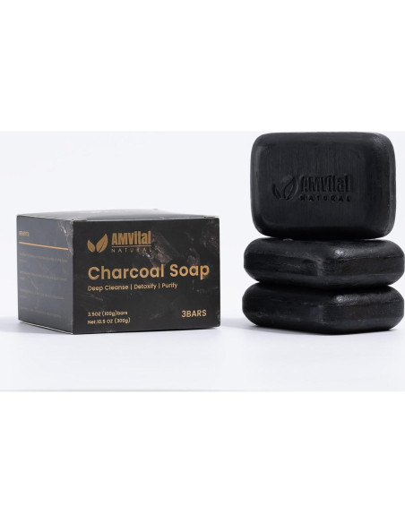 Conjunto de Jabones de Carbón Natural AMVital - 3 Piezas Veganas