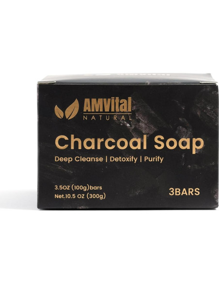 Conjunto de Jabones de Carbón Natural AMVital - 3 Piezas Veganas