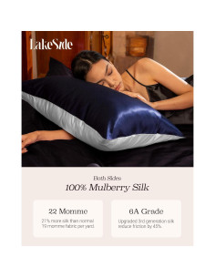 Funda de Almohada de Seda de Morera 22 Momme Oriental LakeSide 2