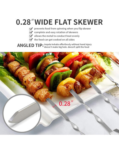 Brochetas de Acero Inoxidable LANNEY 43 cm - Paquete de 12