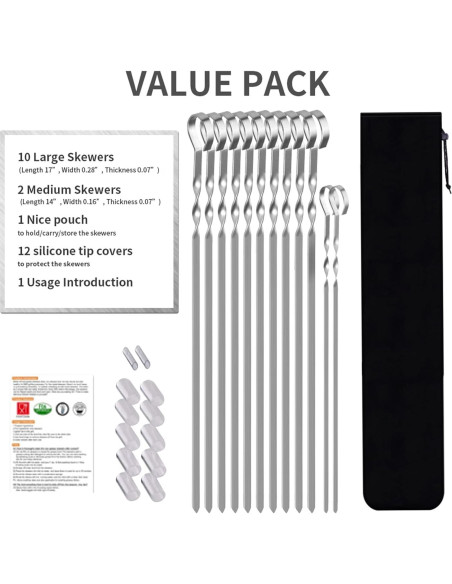 Brochetas de Acero Inoxidable LANNEY 43 cm - Paquete de 12