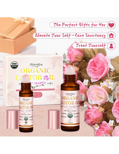 Aceite de Ricino Orgánico Roll On Warmify - Cuarzo Rosa 160g