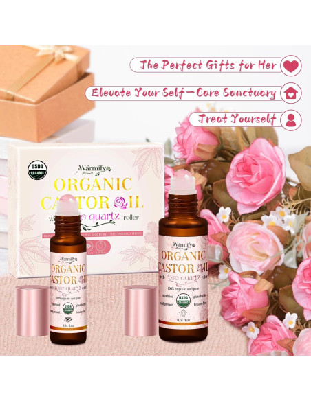 Aceite de Ricino Orgánico Roll On Warmify - Cuarzo Rosa 160g