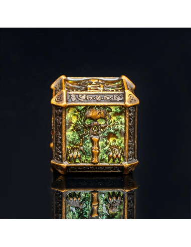 Juego de Dados DND de Metal Rolledomain Calavera Bronce 7 Piezas