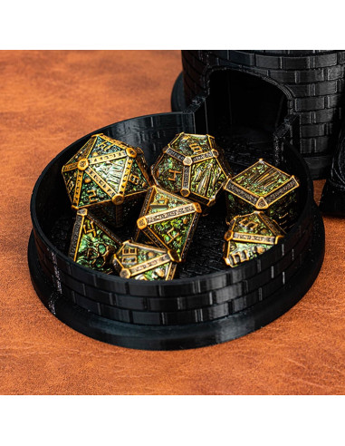 Juego de Dados DND de Metal Rolledomain Calavera Bronce 7 Piezas