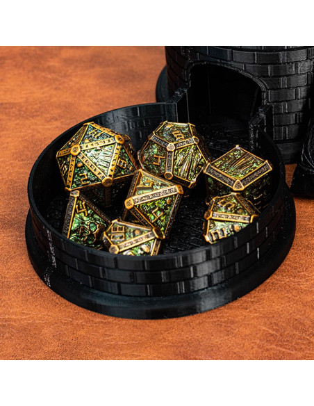 Juego de Dados DND de Metal Rolledomain Calavera Bronce 7 Piezas