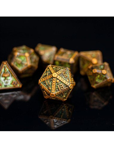 Juego de Dados DND de Metal Rolledomain Calavera Bronce 7 Piezas