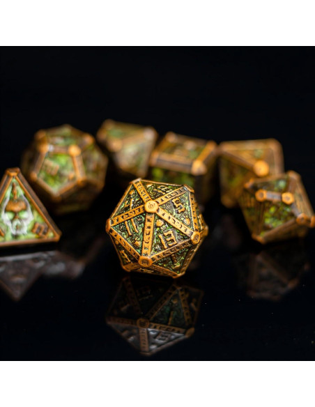Juego de Dados DND de Metal Rolledomain Calavera Bronce 7 Piezas