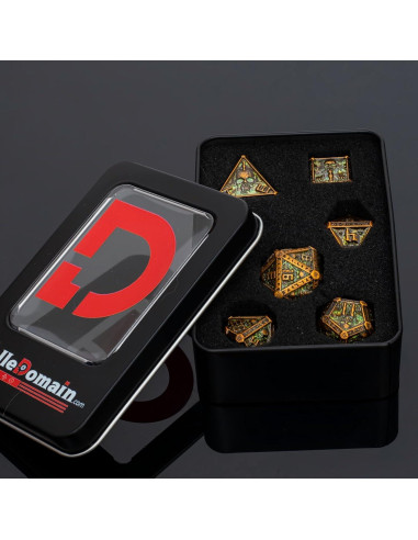 Juego de Dados DND de Metal Rolledomain Calavera Bronce 7 Piezas