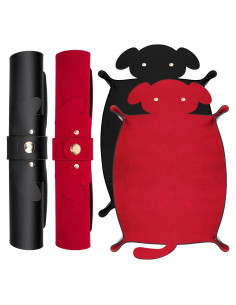 Bandeja de Dados para Perros SIQUK 2 Piezas Plegables Negro Rojo