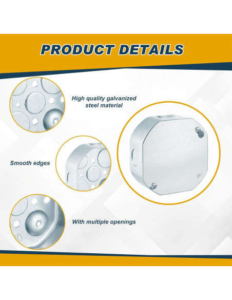 4 Cajas de Conexiones Eléctricas Octagonales Copkim 10.16x10.16 cm