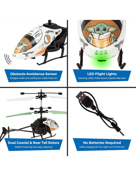 Helicóptero RC Baby Yoda Star Wars - Control Remoto LED 8+ Helicóptero RC Baby Yoda Star Wars - Control Remoto LED 8+