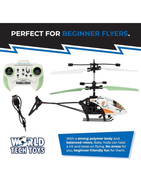 Helicóptero RC Baby Yoda Star Wars - Control Remoto LED 8+ Helicóptero RC Baby Yoda Star Wars - Control Remoto LED 8+