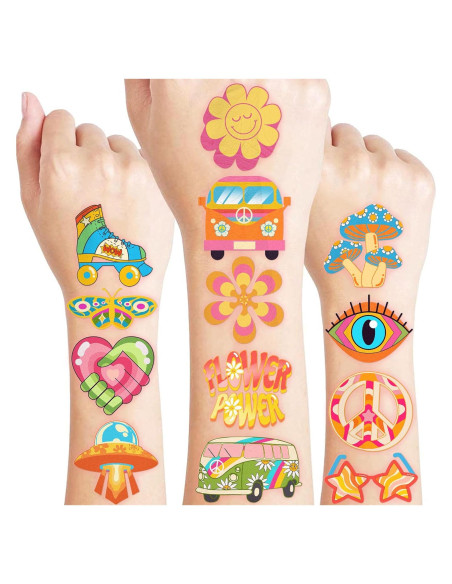 60 Tatuajes Temporales Retro 60s 70s para Niños - 91TATTOOS