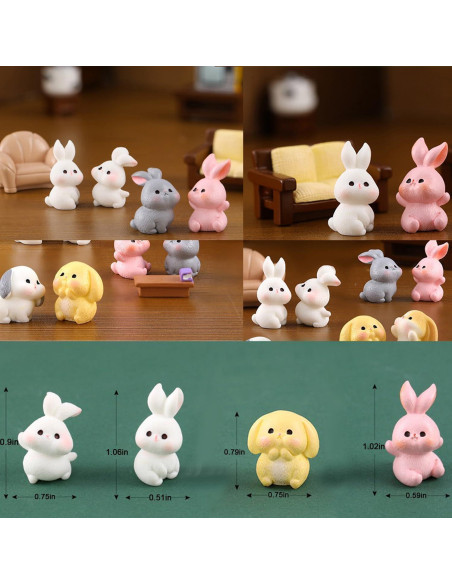 48 Piezas Mini Animales de Resina Damyda - Pollos, Conejos, Ovejas