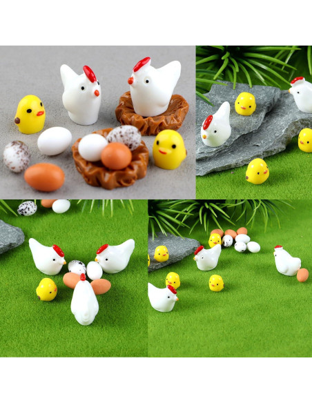 48 Piezas Mini Animales de Resina Damyda - Pollos, Conejos, Ovejas