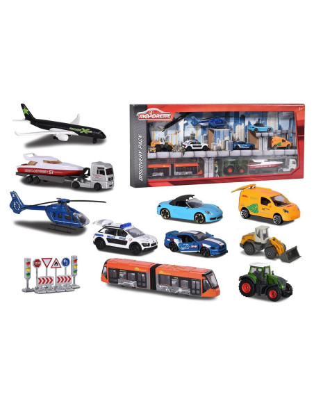 Cofre de Descubrimiento Majorette 10 Vehículos Metal 1:64