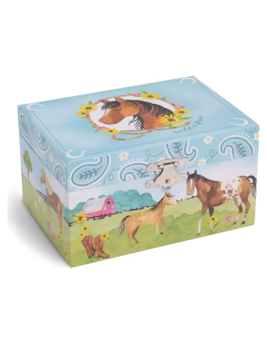 Caja de Joyería Musical Jewelkeeper Caballo Giratorio 15x11cm