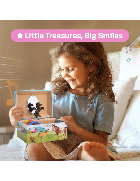 Caja de Joyería Musical Jewelkeeper Caballo Giratorio 15x11cm