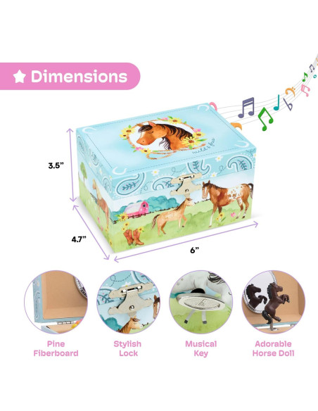 Caja de Joyería Musical Jewelkeeper Caballo Giratorio 15x11cm
