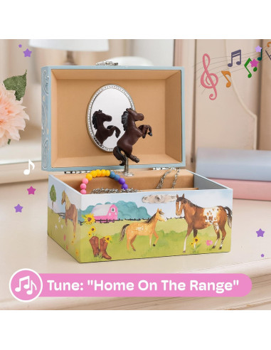 Caja de Joyería Musical Jewelkeeper Caballo Giratorio 15x11cm